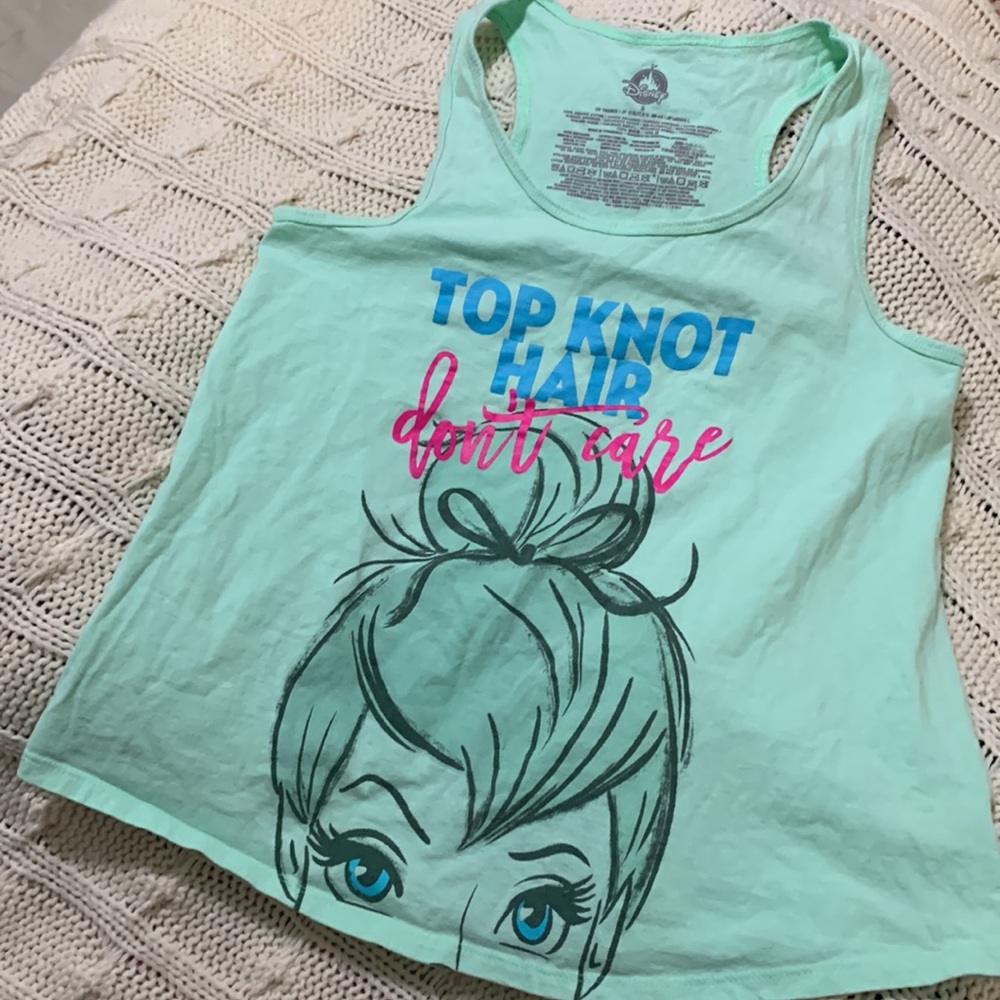 🪄 🏰  TINKERBELLE RARE Disney Parks Tee • TINK Top Knot Tank • fits Child L XL - Picture 3 of 14